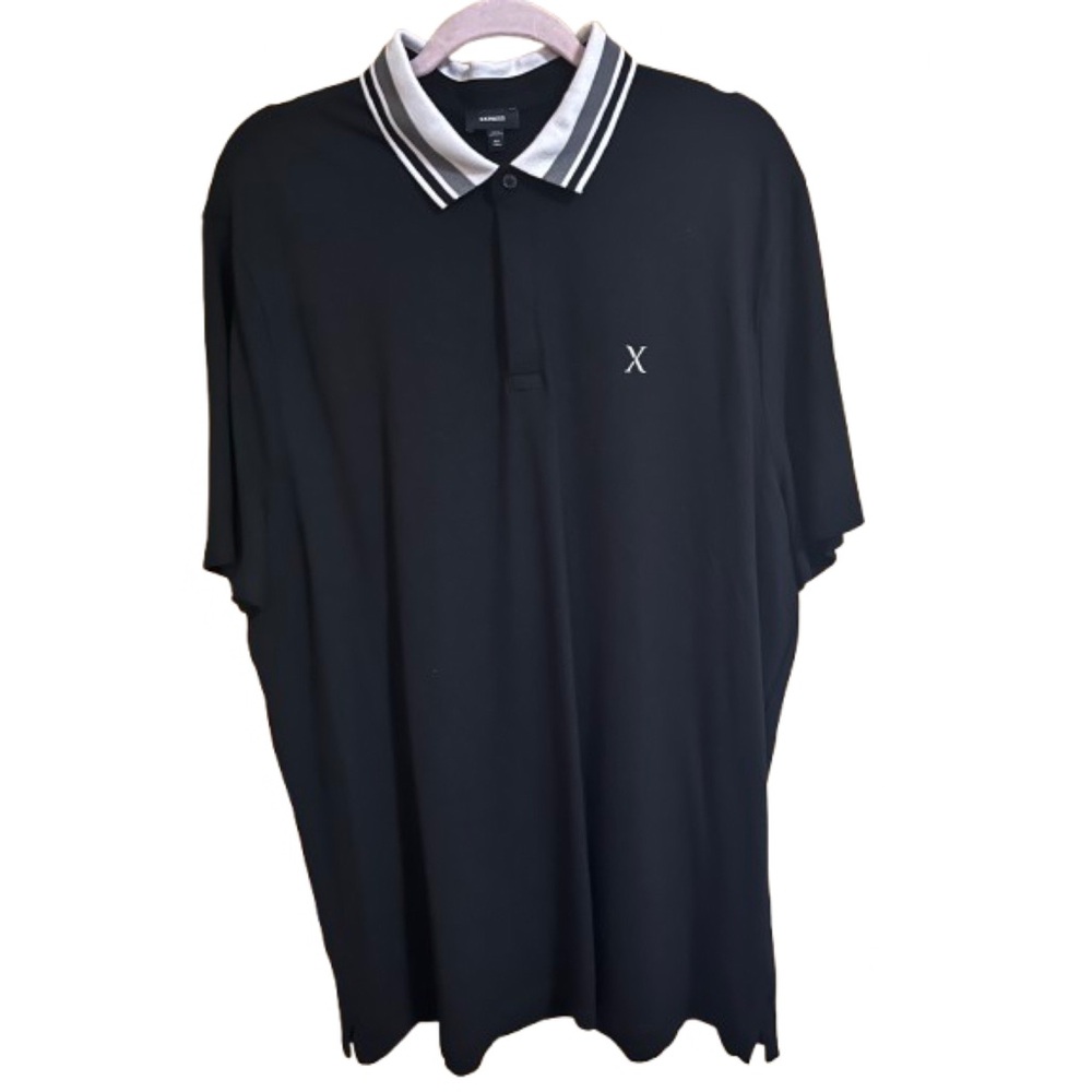 Express Big & Tall XXL Tipped X-Logo Polo Shirt Tall Preppy Casual Neutral